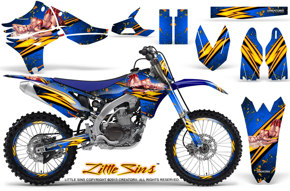 Yamaha YZ450F 2010 Graphics Kit Little Sins Blue NP Rims